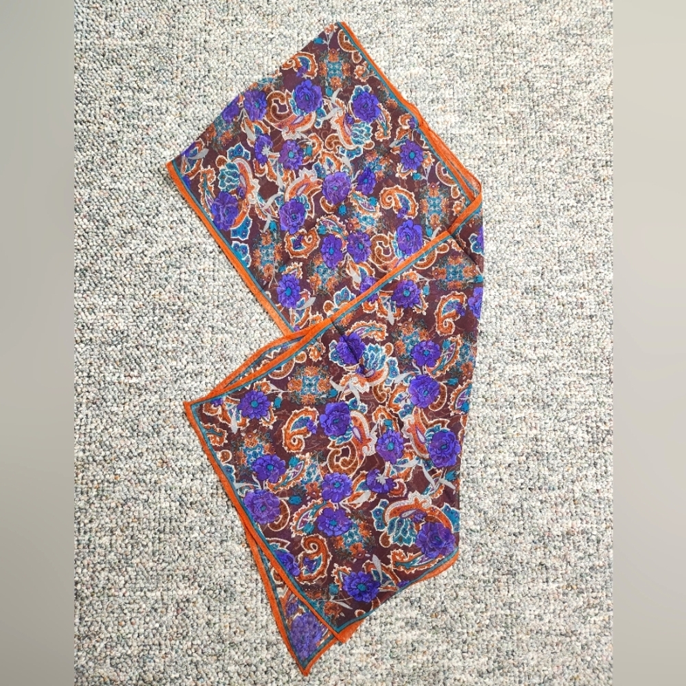 Carole Little Floral Paisley Patterned Silk Oblong Scarf